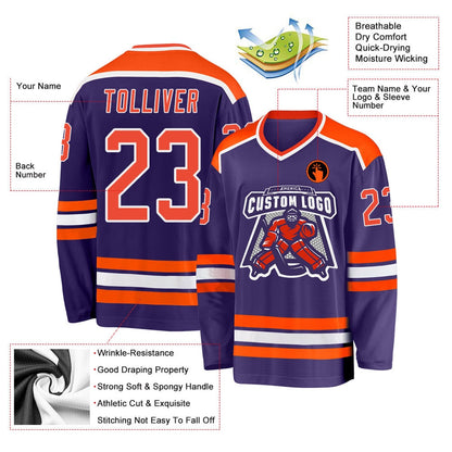 Usa Hockey Jersey, Custom Purple Orange White 1 Hockey Jersey, Team Hockey Jerseys