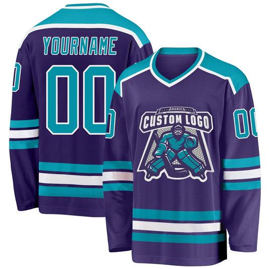 Usa Hockey Jersey, Custom Purple Teal White Hockey Jersey, Team Hockey Jerseys