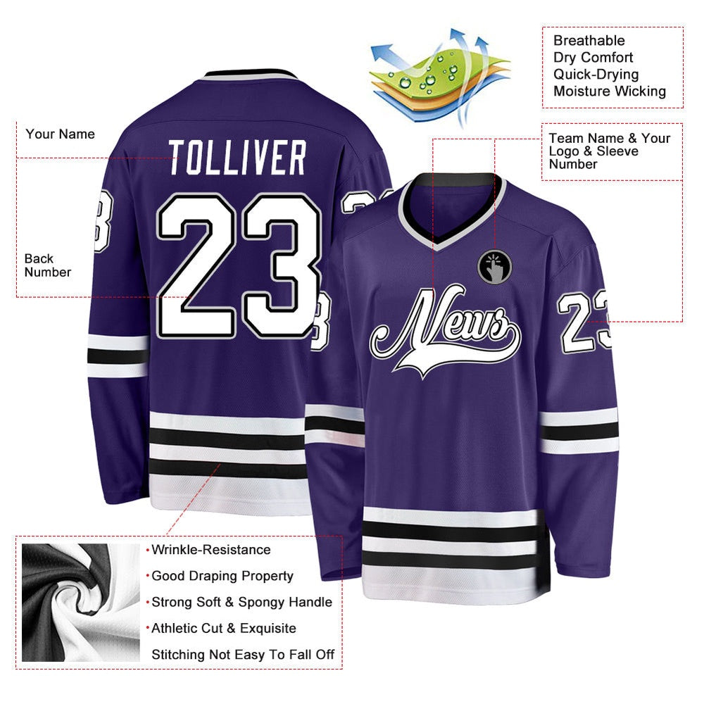 Usa Hockey Jersey, Custom Purple White Black 1 Hockey Jersey, Team Hockey Jerseys