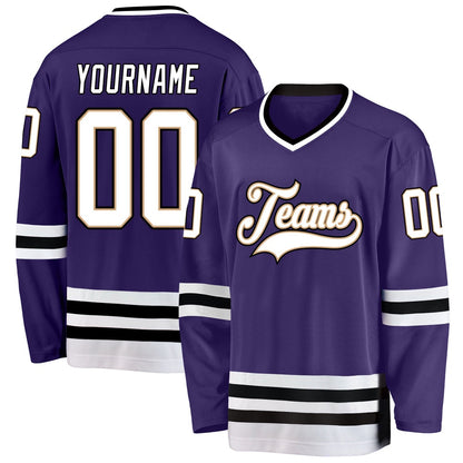 Usa Hockey Jersey, Custom Purple White Black Hockey Jersey, Team Hockey Jerseys