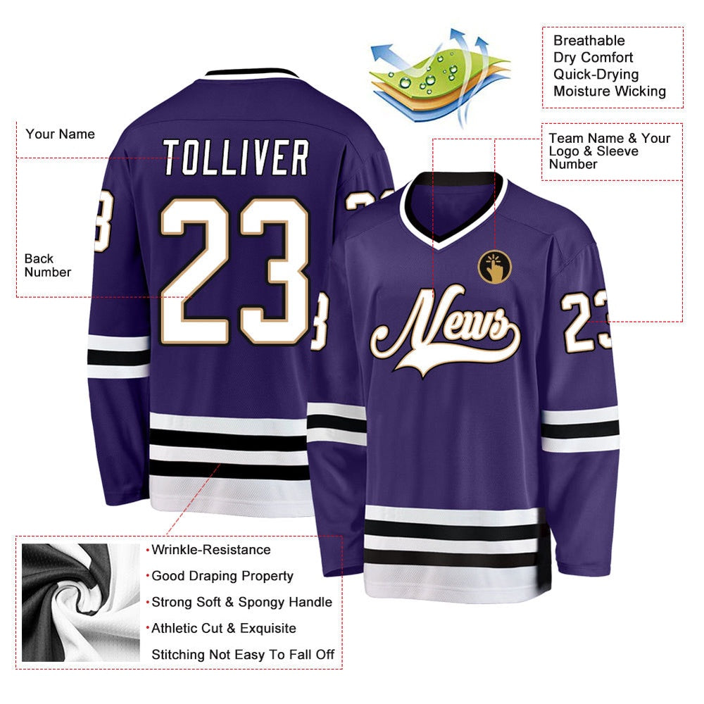 Usa Hockey Jersey, Custom Purple White Black Hockey Jersey, Team Hockey Jerseys