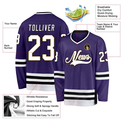 Usa Hockey Jersey, Custom Purple White Black Hockey Jersey, Team Hockey Jerseys