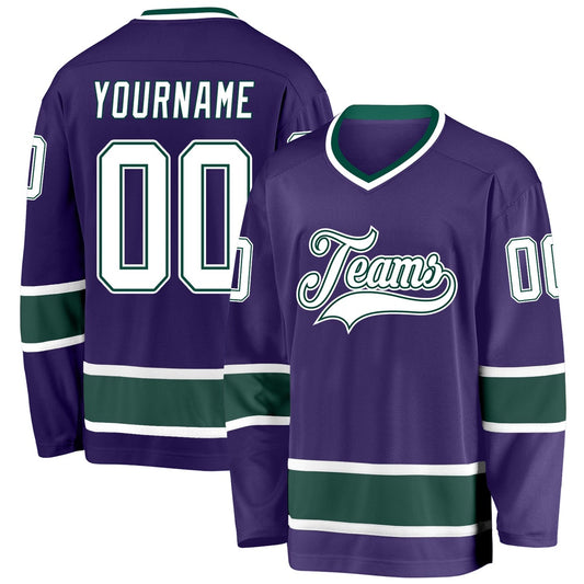 Usa Hockey Jersey, Custom Purple White Green Hockey Jersey, Team Hockey Jerseys