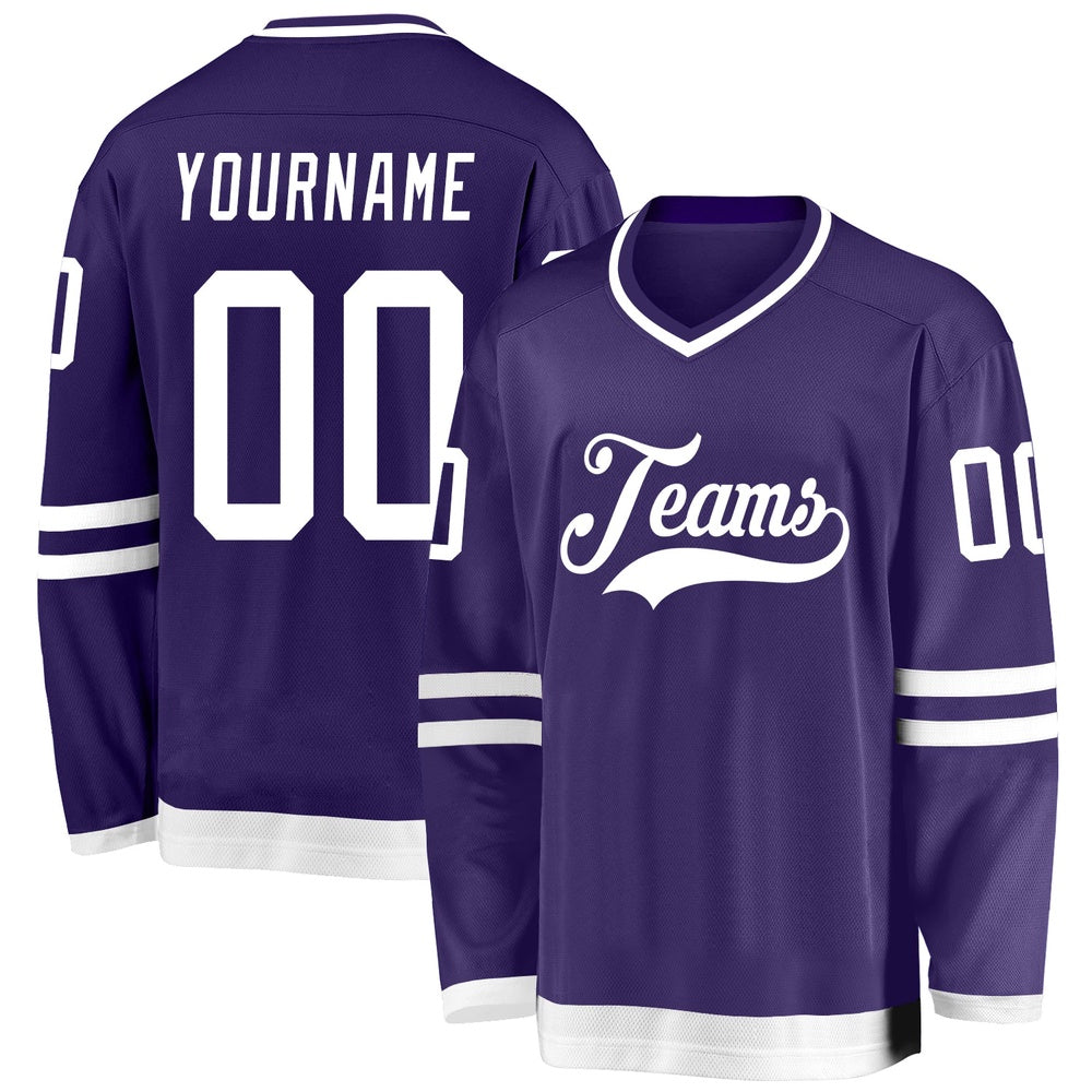 Usa Hockey Jersey, Custom Purple White Hockey Jersey, Team Hockey Jerseys