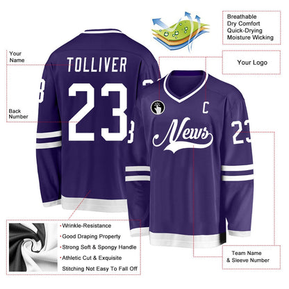 Usa Hockey Jersey, Custom Purple White Hockey Jersey, Team Hockey Jerseys