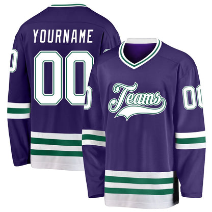 Usa Hockey Jersey, Custom Purple White Kelly Green 1 Hockey Jersey, Team Hockey Jerseys