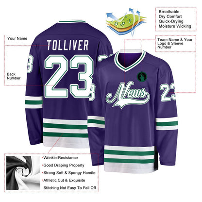 Usa Hockey Jersey, Custom Purple White Kelly Green 1 Hockey Jersey, Team Hockey Jerseys