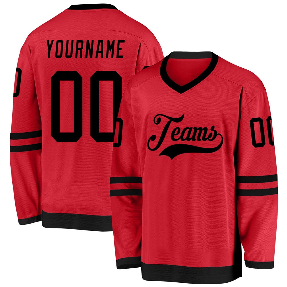 Usa Hockey Jersey, Custom Red Black Hockey Jersey, Team Hockey Jerseys