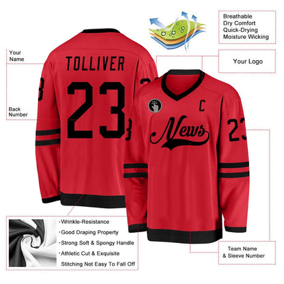Usa Hockey Jersey, Custom Red Black Hockey Jersey, Team Hockey Jerseys