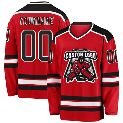 Usa Hockey Jersey, Custom Red Black White Hockey Jersey, Team Hockey Jerseys