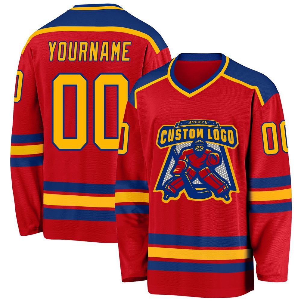 Usa Hockey Jersey, Custom Red Gold Royal 1 Hockey Jersey, Team Hockey Jerseys