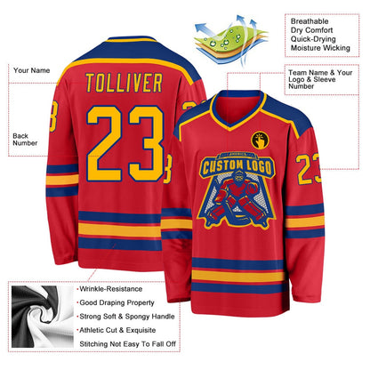 Usa Hockey Jersey, Custom Red Gold Royal 1 Hockey Jersey, Team Hockey Jerseys