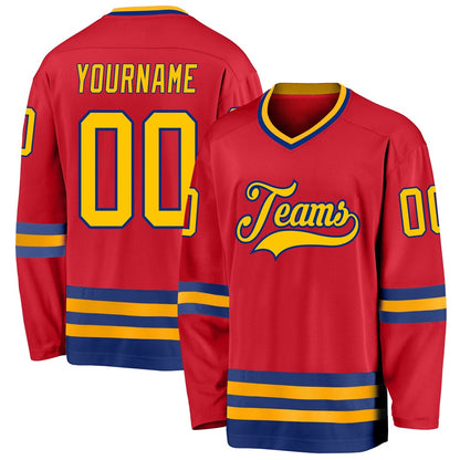 Usa Hockey Jersey, Custom Red Gold Royal Hockey Jersey, Team Hockey Jerseys