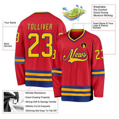 Usa Hockey Jersey, Custom Red Gold Royal Hockey Jersey, Team Hockey Jerseys