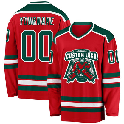 Usa Hockey Jersey, Custom Red Green White Hockey Jersey, Team Hockey Jerseys