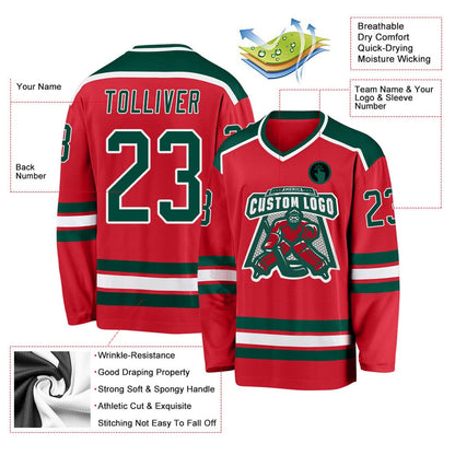 Usa Hockey Jersey, Custom Red Green White Hockey Jersey, Team Hockey Jerseys