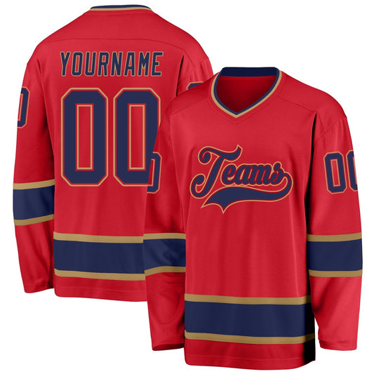 Usa Hockey Jersey, Custom Red Navy Old Gold 1 Hockey Jersey, Team Hockey Jerseys
