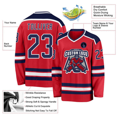Usa Hockey Jersey, Custom Red Navy White Hockey Jersey, Team Hockey Jerseys