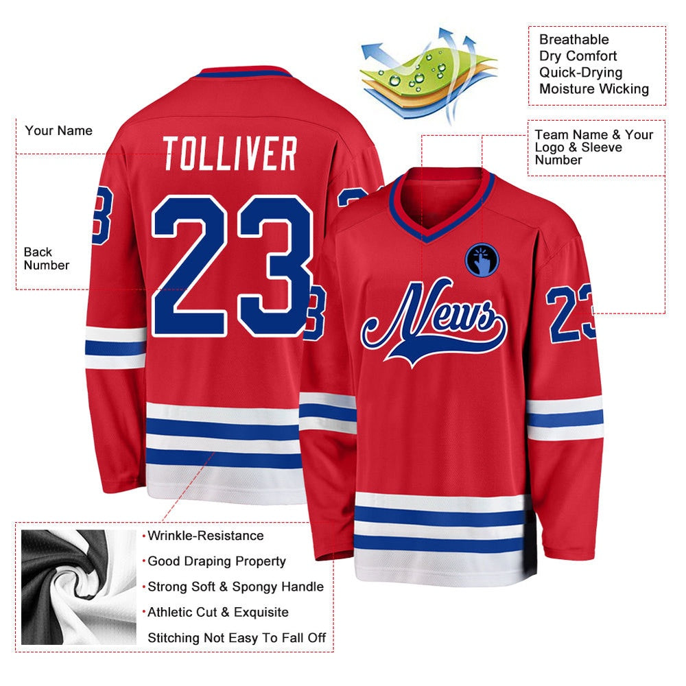 Usa Hockey Jersey, Custom Red Royal White 1 Hockey Jersey, Team Hockey Jerseys