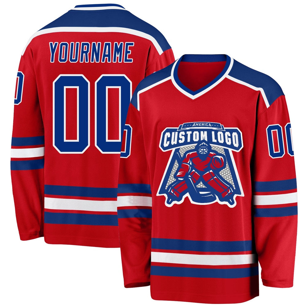 Usa Hockey Jersey, Custom Red Royal White Hockey Jersey, Team Hockey Jerseys
