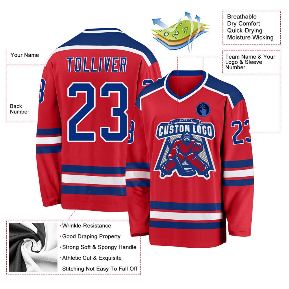 Usa Hockey Jersey, Custom Red Royal White Hockey Jersey, Team Hockey Jerseys