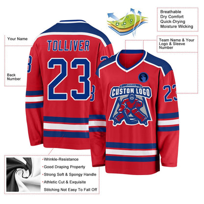 Usa Hockey Jersey, Custom Red Royal White Hockey Jersey, Team Hockey Jerseys