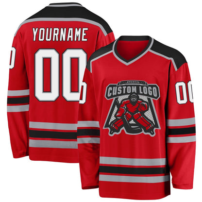 Usa Hockey Jersey, Custom Red White Black Hockey Jersey, Team Hockey Jerseys