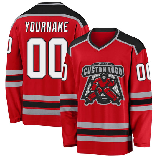 Usa Hockey Jersey, Custom Red White Black Hockey Jersey, Team Hockey Jerseys
