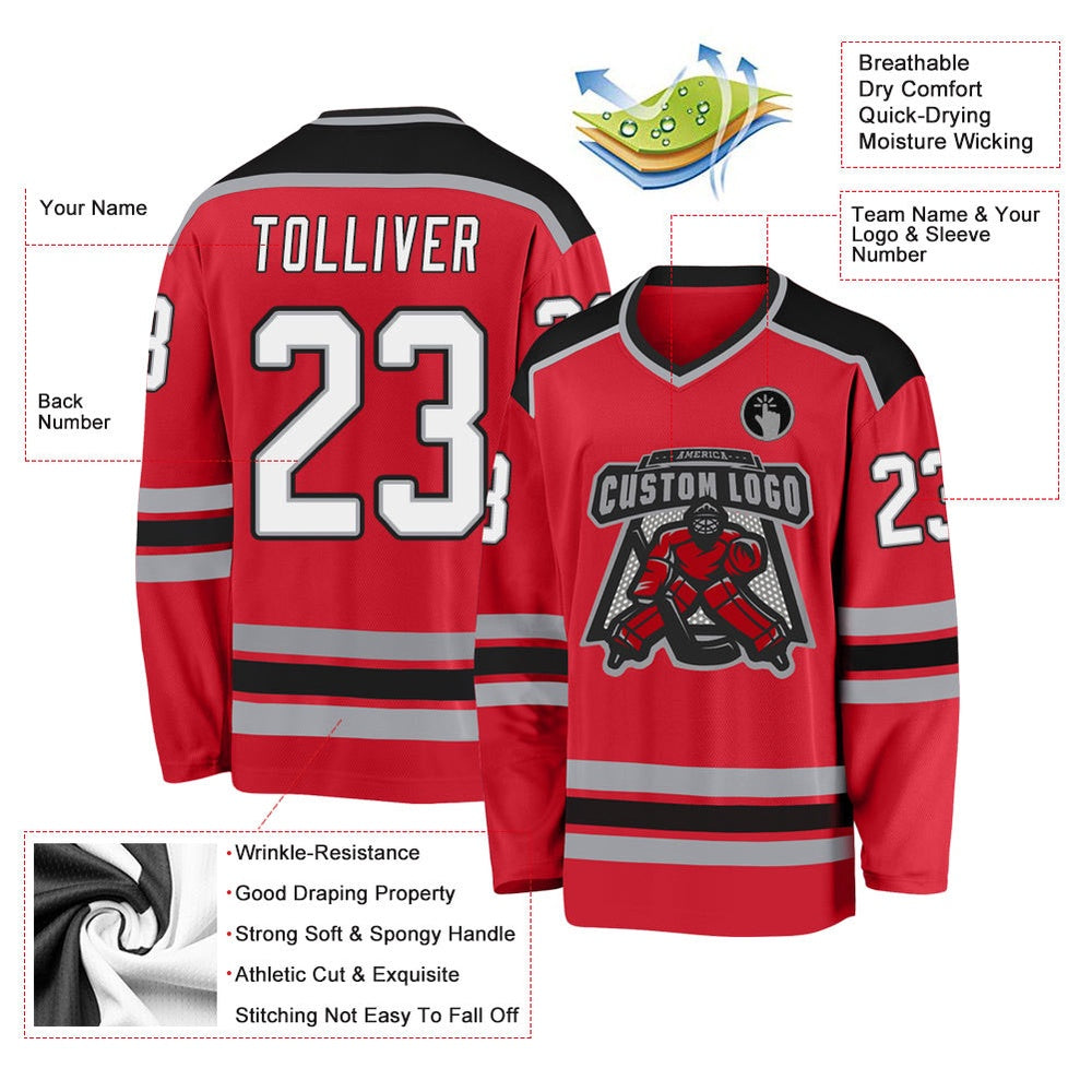 Usa Hockey Jersey, Custom Red White Black Hockey Jersey, Team Hockey Jerseys