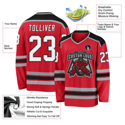 Usa Hockey Jersey, Custom Red White Black Hockey Jersey, Team Hockey Jerseys