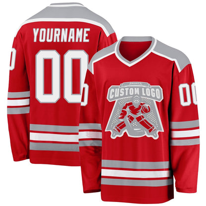 Usa Hockey Jersey, Custom Red White Gray 1 Hockey Jersey, Team Hockey Jerseys