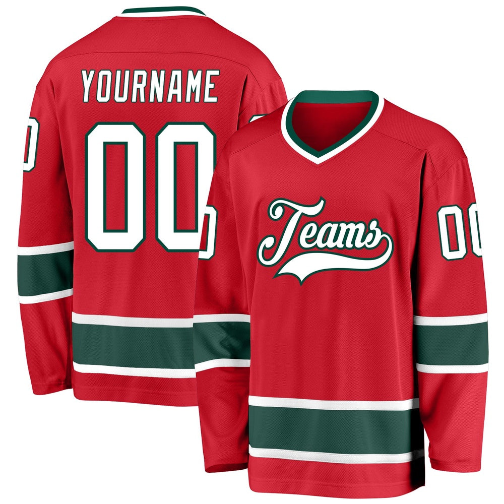 Usa Hockey Jersey, Custom Red White Green 1 Hockey Jersey, Team Hockey Jerseys