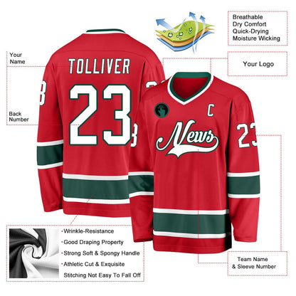 Usa Hockey Jersey, Custom Red White Green 1 Hockey Jersey, Team Hockey Jerseys