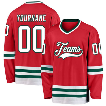 Usa Hockey Jersey, Custom Red White Green Hockey Jersey, Team Hockey Jerseys