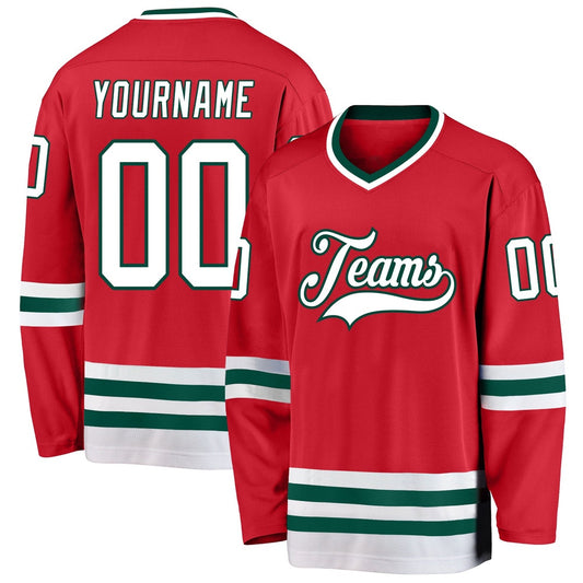 Usa Hockey Jersey, Custom Red White Green Hockey Jersey, Team Hockey Jerseys