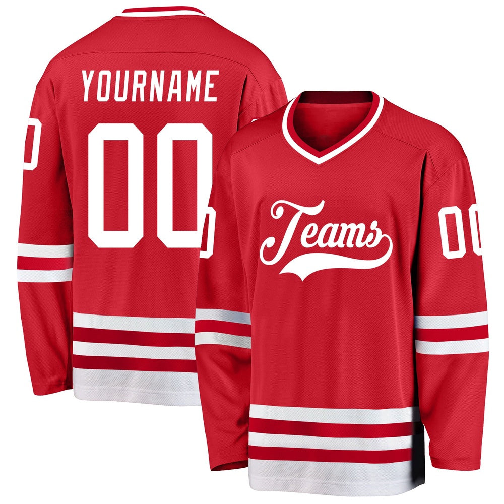 Usa Hockey Jersey, Custom Red White Hockey Jersey, Team Hockey Jerseys