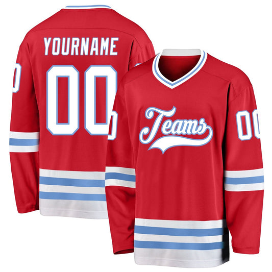 Usa Hockey Jersey, Custom Red White Light Blue Hockey Jersey, Team Hockey Jerseys