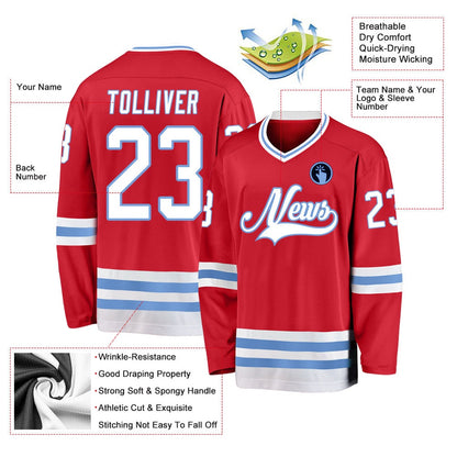 Usa Hockey Jersey, Custom Red White Light Blue Hockey Jersey, Team Hockey Jerseys