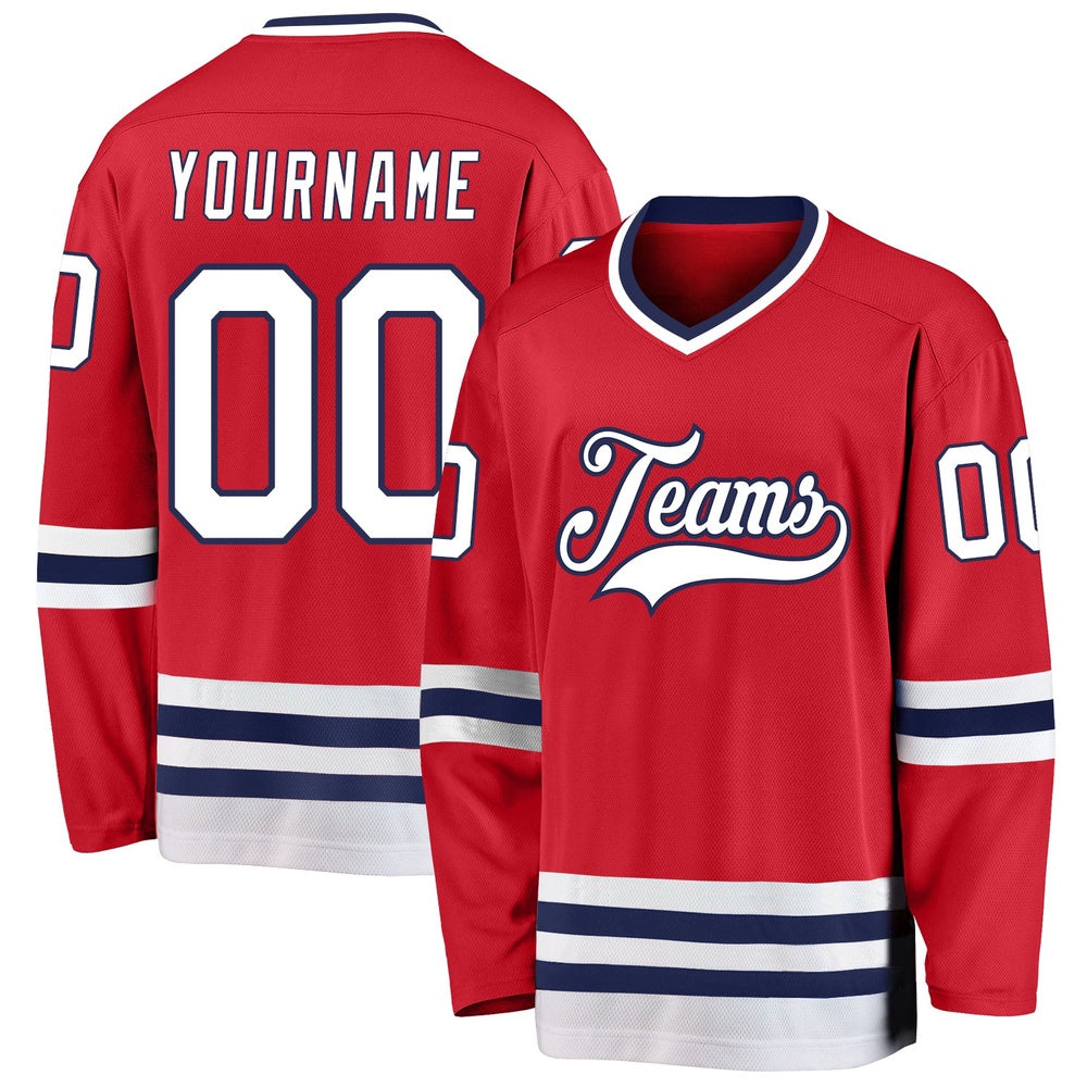 Usa Hockey Jersey, Custom Red White Navy Hockey Jersey, Team Hockey Jerseys