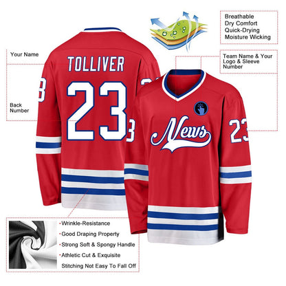 Usa Hockey Jersey, Custom Red White Royal Hockey Jersey, Team Hockey Jerseys