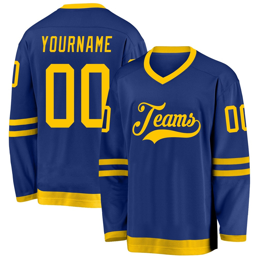 Usa Hockey Jersey, Custom Royal Gold Hockey Jersey, Team Hockey Jerseys