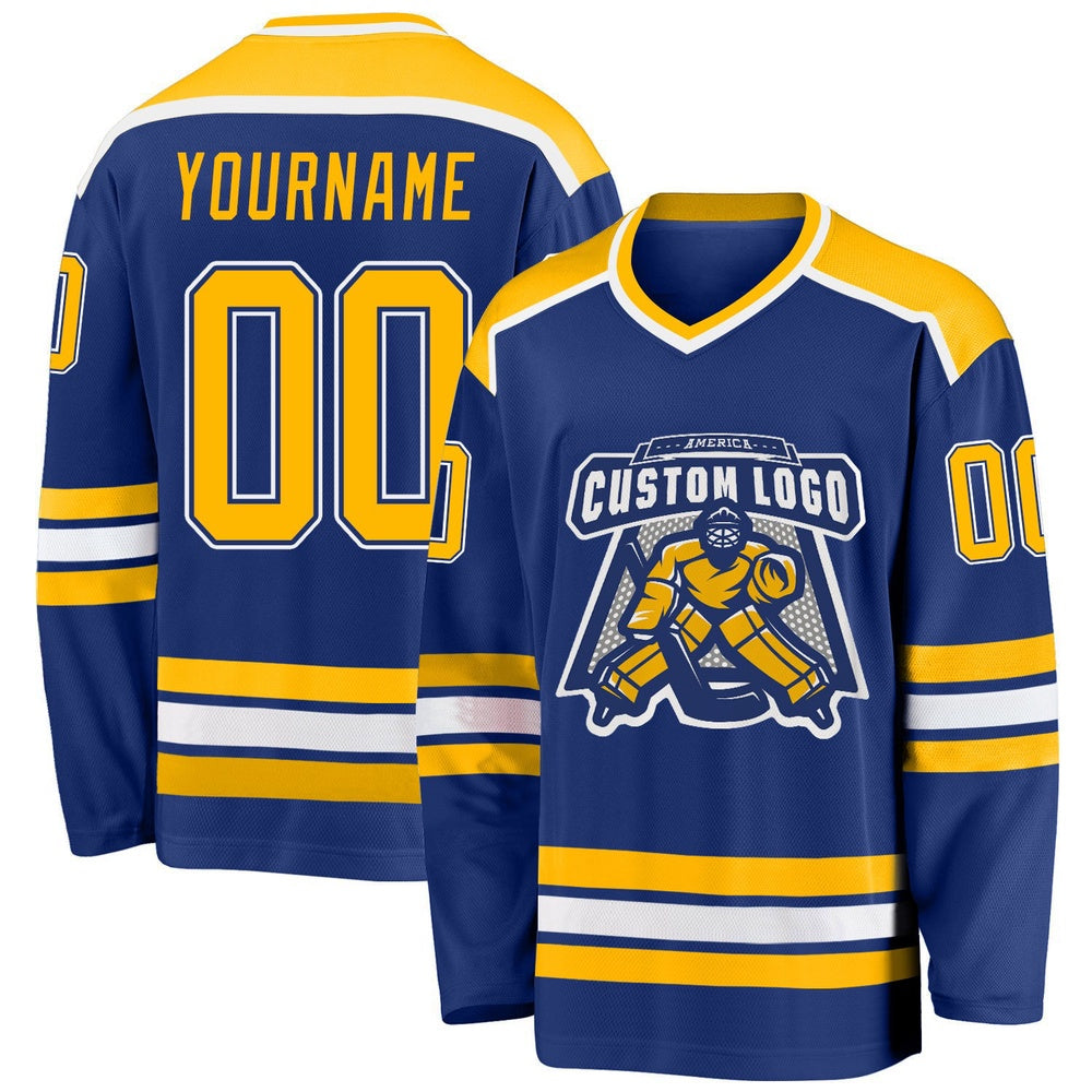 Usa Hockey Jersey, Custom Royal Gold White 1 Hockey Jersey, Team Hockey Jerseys
