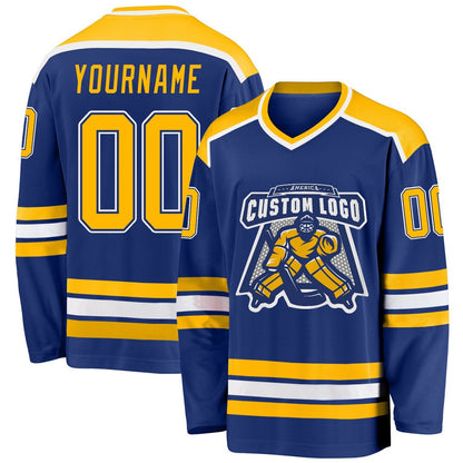 Usa Hockey Jersey, Custom Royal Gold White 1 Hockey Jersey, Team Hockey Jerseys