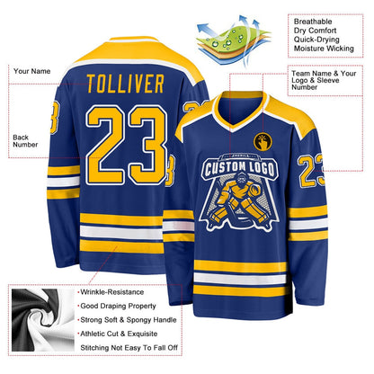 Usa Hockey Jersey, Custom Royal Gold White 1 Hockey Jersey, Team Hockey Jerseys