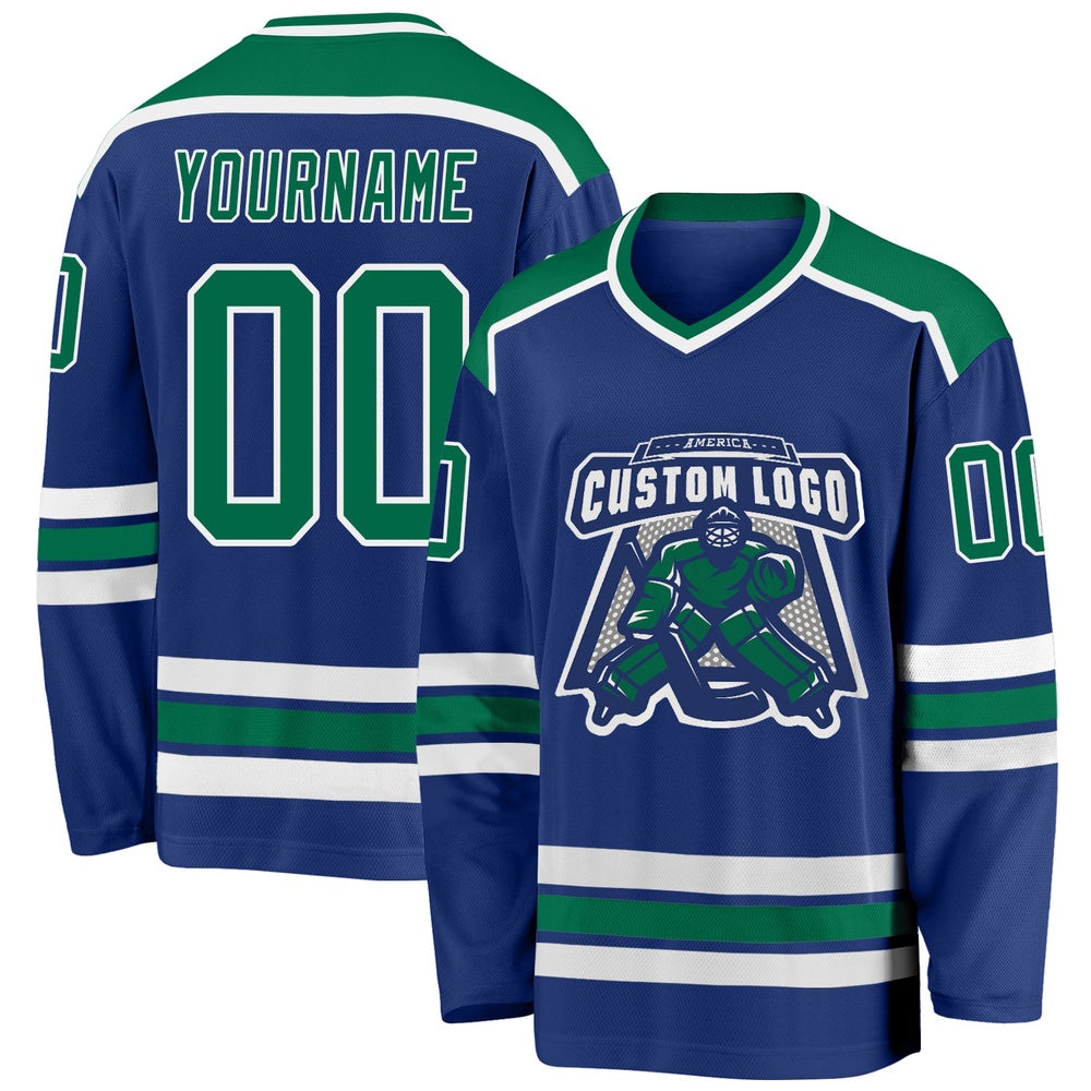 Usa Hockey Jersey, Custom Royal Kelly Green White 1 Hockey Jersey, Team Hockey Jerseys