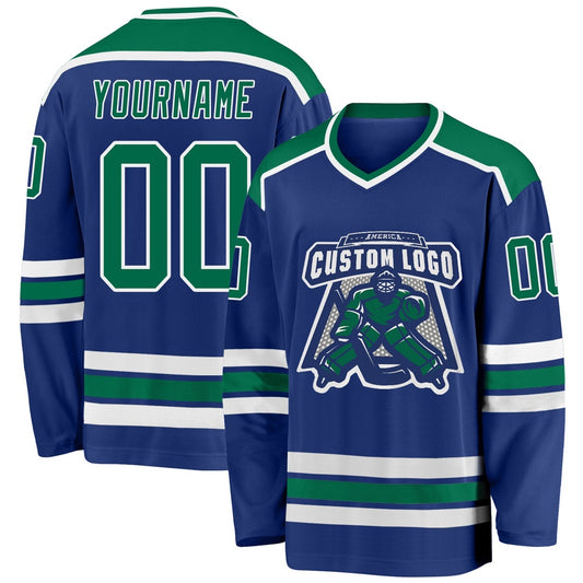 Usa Hockey Jersey, Custom Royal Kelly Green White 1 Hockey Jersey, Team Hockey Jerseys