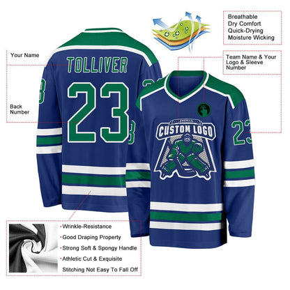 Usa Hockey Jersey, Custom Royal Kelly Green White 1 Hockey Jersey, Team Hockey Jerseys