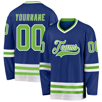Usa Hockey Jersey, Custom Royal Neon Green White 1 Hockey Jersey, Team Hockey Jerseys