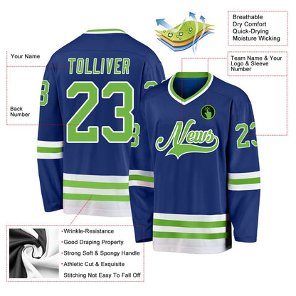 Usa Hockey Jersey, Custom Royal Neon Green White 1 Hockey Jersey, Team Hockey Jerseys