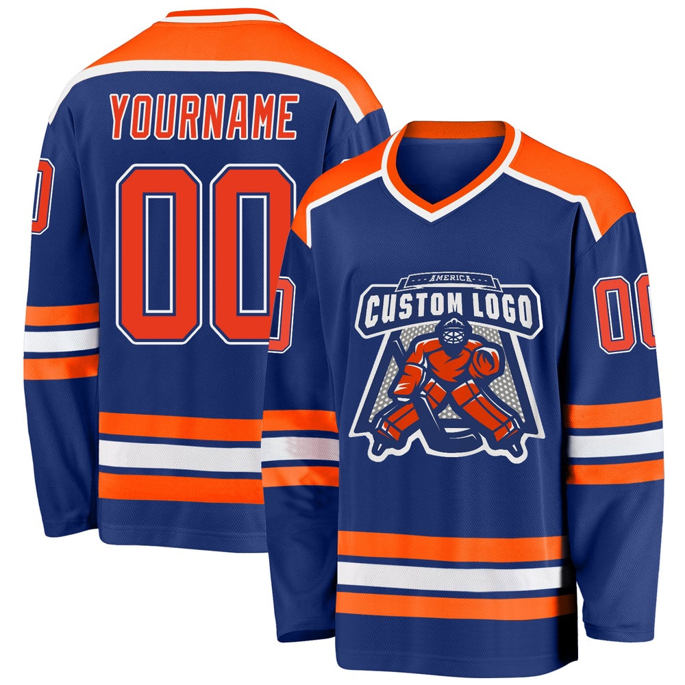 Usa Hockey Jersey, Custom Royal Orange White 1 Hockey Jersey, Team Hockey Jerseys